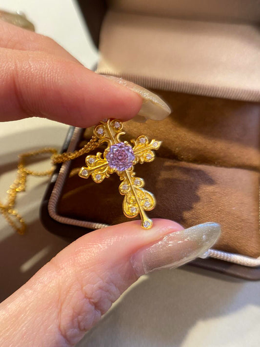 Gilded Cross & Pearl Layered Necklace