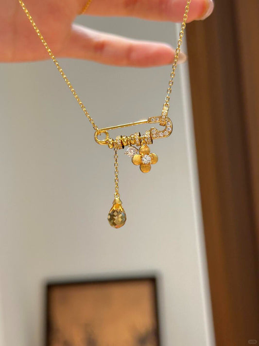 Safety Pin Charm Necklace