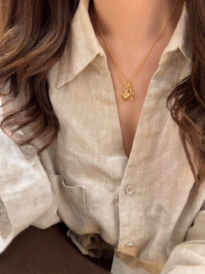 Golden Cross Dice Necklace