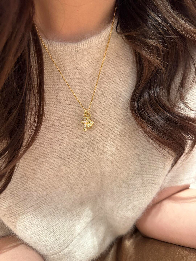 Golden Cross Dice Necklace