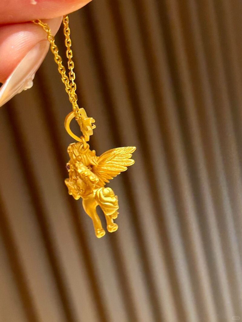Golden Pegasus Pendant Necklace