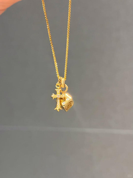 Golden Cross Dice Necklace
