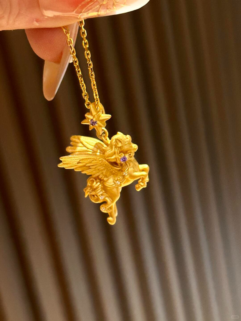 Golden Pegasus Pendant Necklace