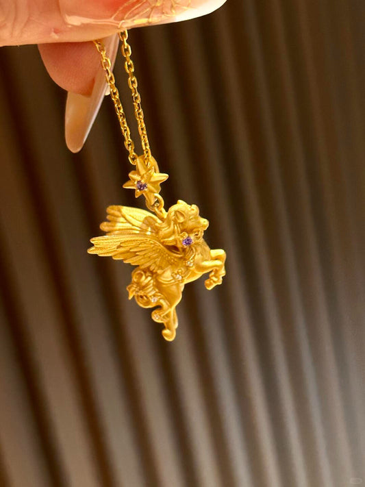 Golden Pegasus Pendant Necklace