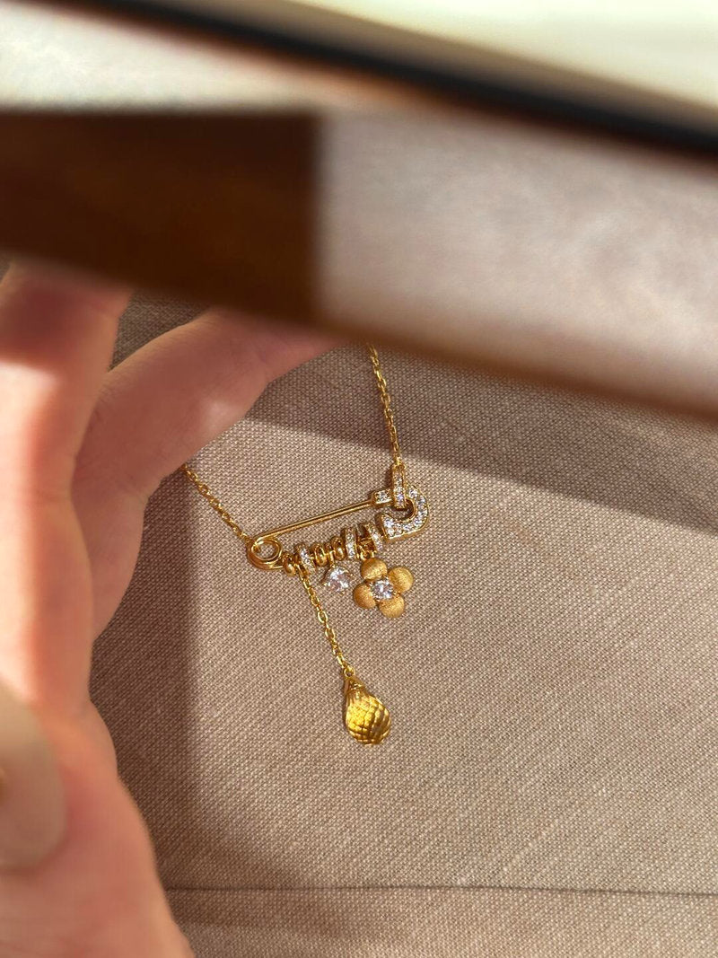 Safety Pin Charm Necklace