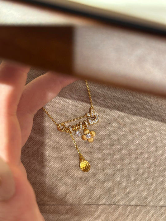 Safety Pin Charm Necklace